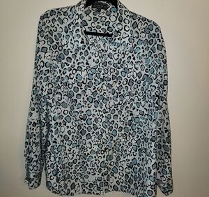 Elementz Blue and Black Animal Print Blouse